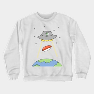 Alien and Sushi Cute Funny Meme Crewneck Sweatshirt